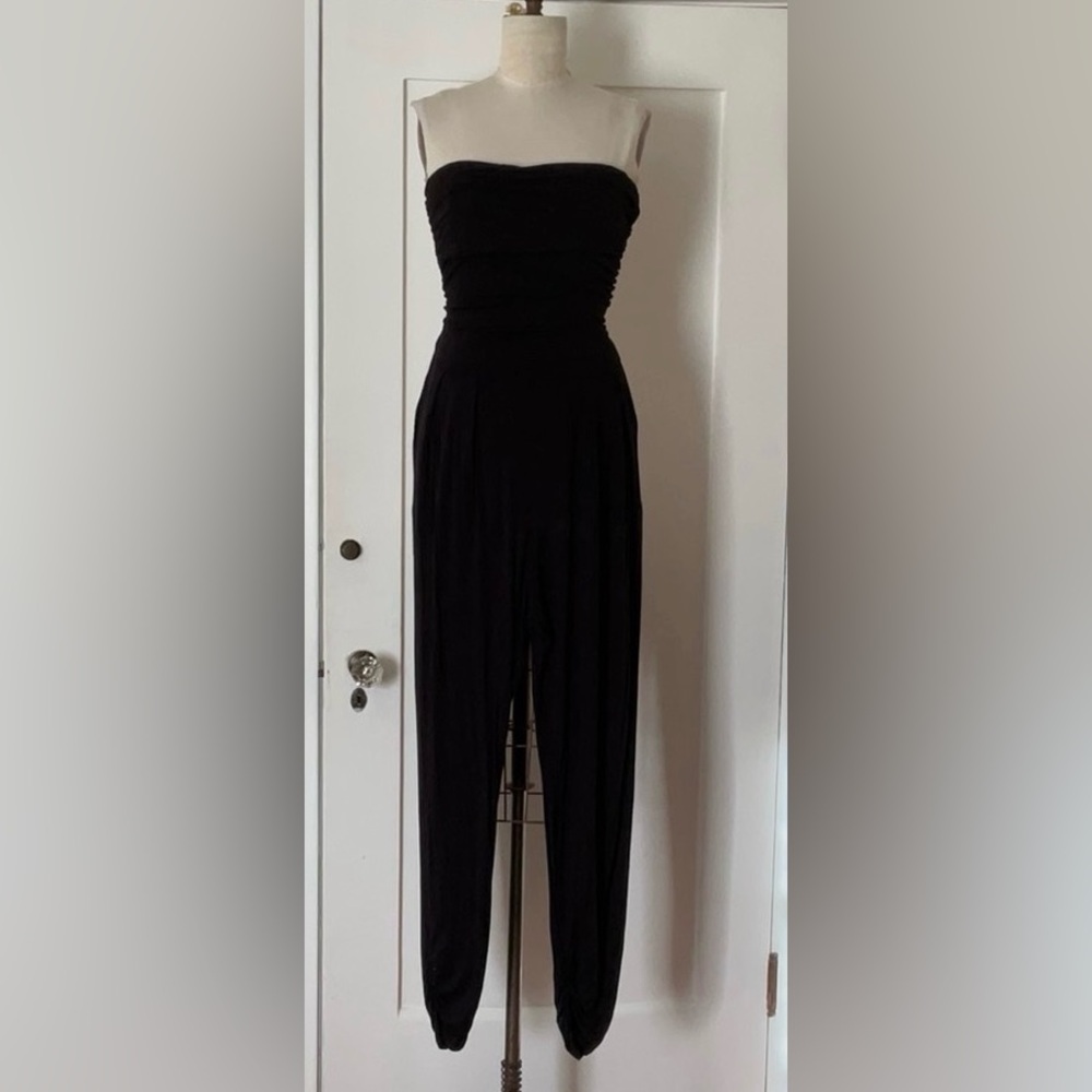 HAUTE FOX Women’s Black Strapless Bandeau Top Stretch Jumpsuit Preowned  2X